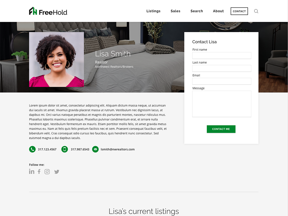 Custom Agent / Team Member Landing Pages